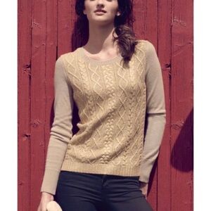 Christopher Fischer Isabel Gold Foil Beige Cashmere Cable Knit Sweater Size XS